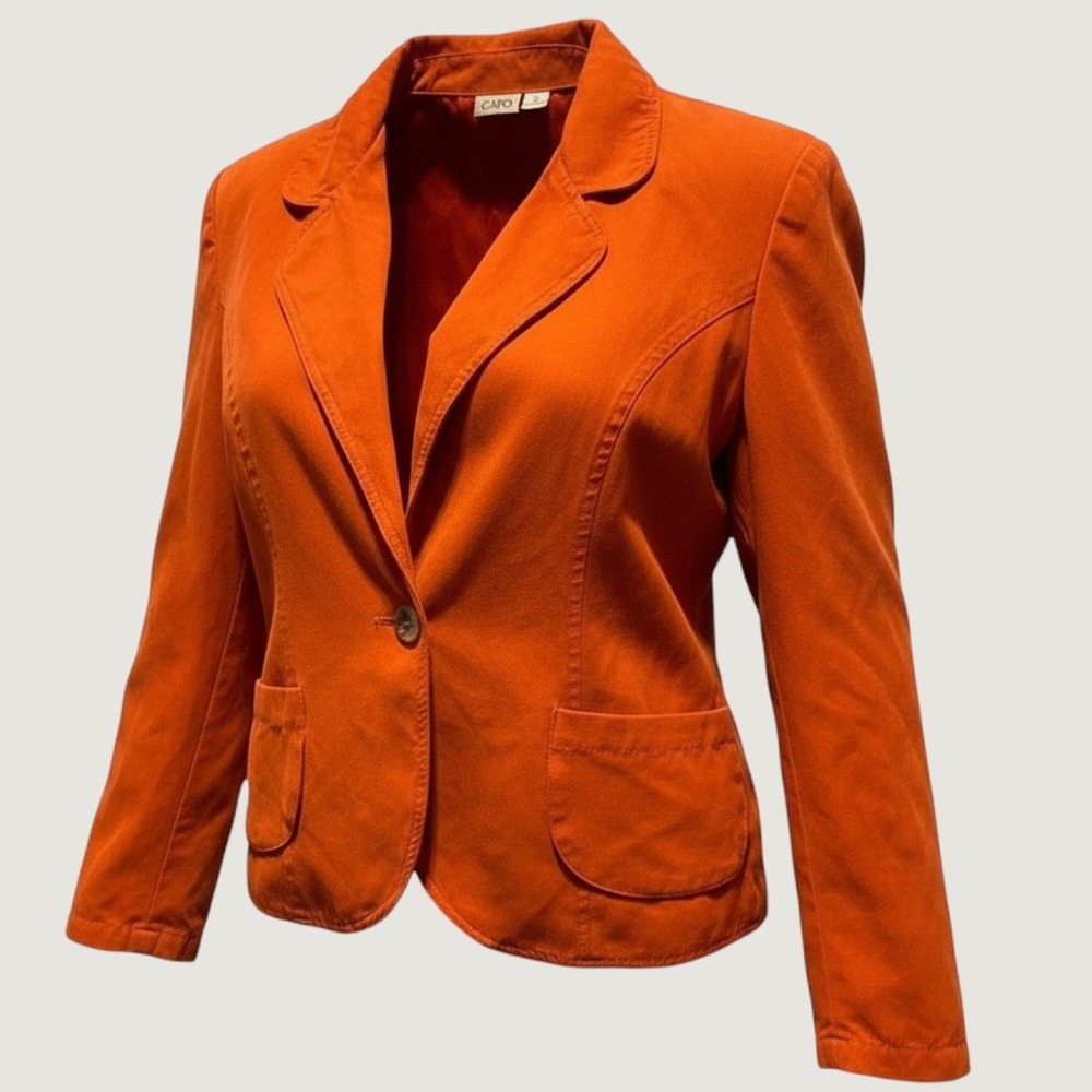 Cato Blazer Womens XL Burnt Orange Faux Suede Single Button Pocket Jacket Coat